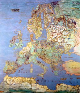 Kort over Europa i det sekstende århundrede, fra "Sala del Mappamondo" (Verdenskortets sal), ca. 1574-75